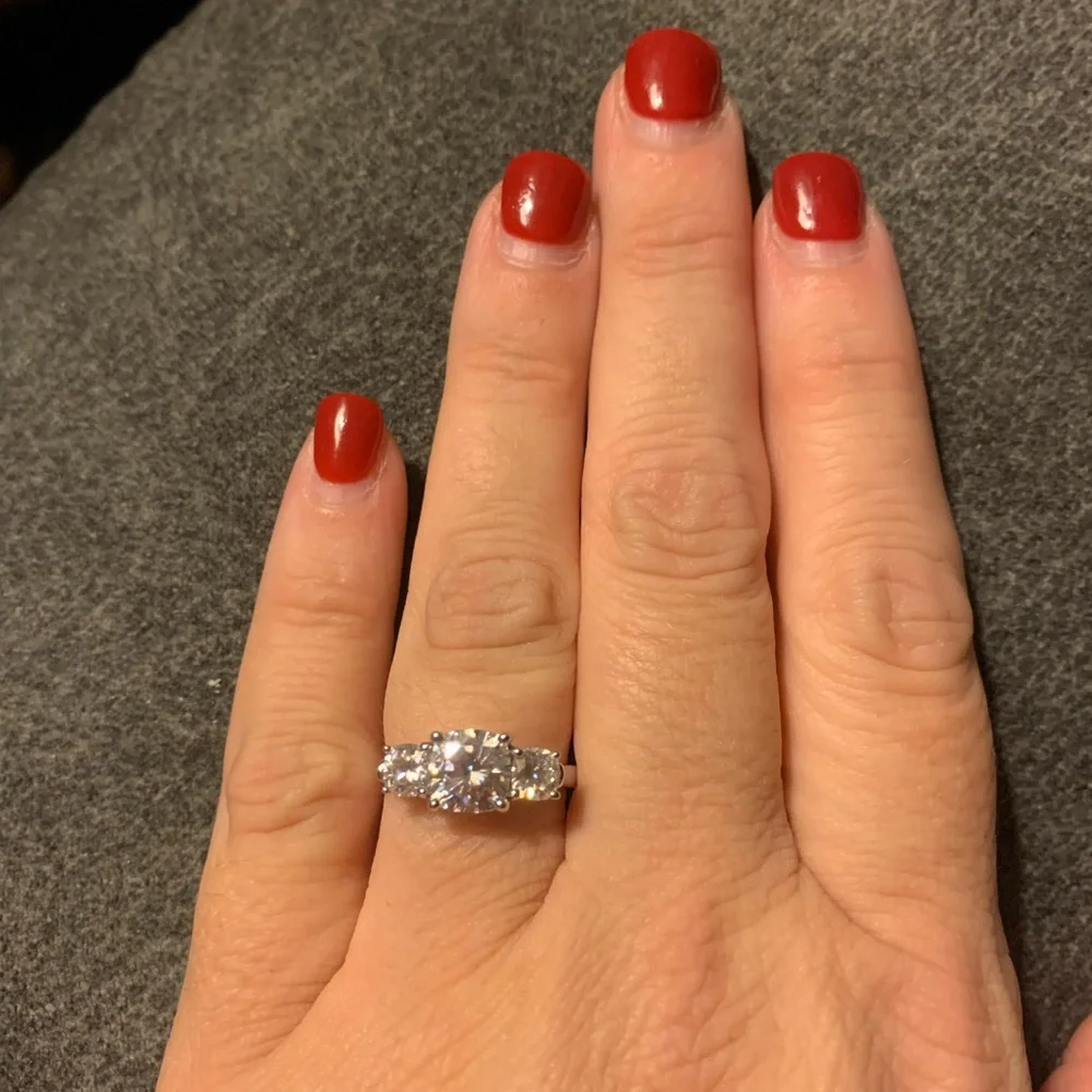 Moissanite Co. 1.8 CaratCushion Trellis Three-Stone Engagement Ring Size 7 $1355